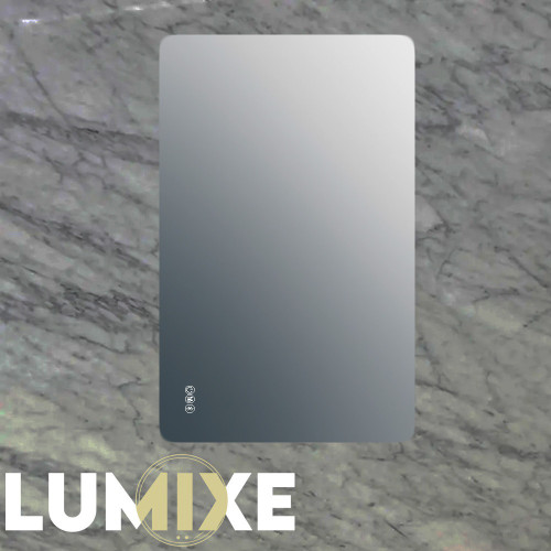 Lumixe Asta B 900mm rectangular frameless LED bathroom mirror with built-in Bluetooth speakers, 3-color dimmable lighting, and defogger pad. Ideal for modern Australian bathroom renovations.