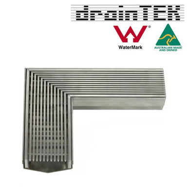 Modern Stainless Steel 90 Degree Corner Piece for Indoor Linear Shower Grates in Australian Bathrooms