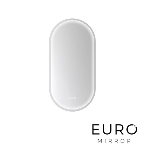 Euro Mirror Kapsel White Oval LED Illuminated Bathroom Mirror 500x1000mm available at Renovator Store Australia.