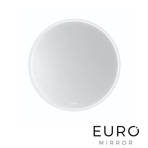 Euro Mirror Olek White Round LED Illuminated Bathroom Wall Mirror - Australia 900mm SKU EM-WHITERND90-3348