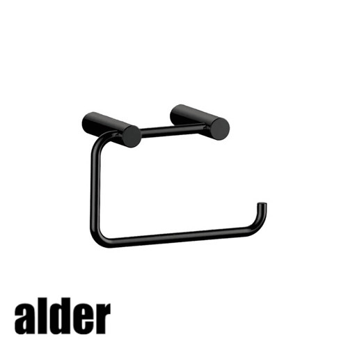Alder Avva Round Toilet Roll Holder in Matte Black finish, a stylish and durable wall-mounted bathroom accessory designed in Australia.