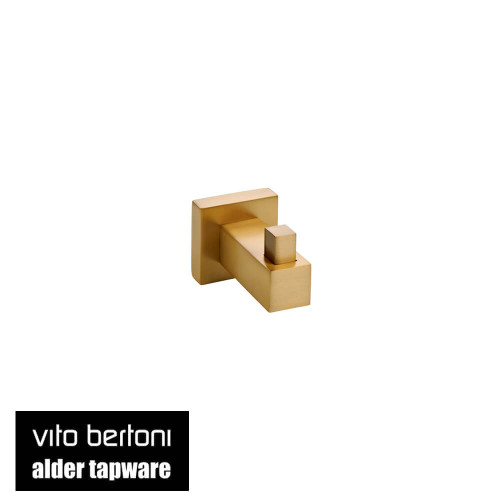 Vito Bertoni Taya Robe Hook in Matte Brass finish, a stylish and durable solid metal bathroom accessory for Australian homes.