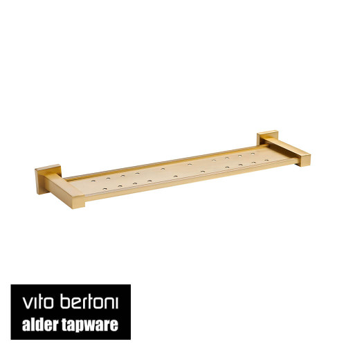 Vito Bertoni TAYA Solid Metal Shower Shelf in Matte Brass Finish, Modern Wall Mounted Bathroom Accessory Available at Renovator Store Australia