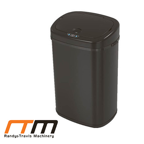 Modern black motion sensor kitchen waste bin with automatic touchless lid for hygienic home waste management in Australia.