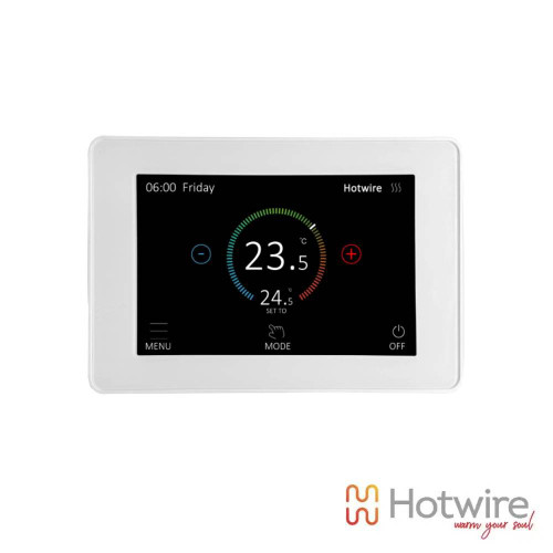 Hotwire HWTS1 Dual White Touchscreen Thermostat Control Panel for Underfloor Heating and Heated Towel Rails Australia