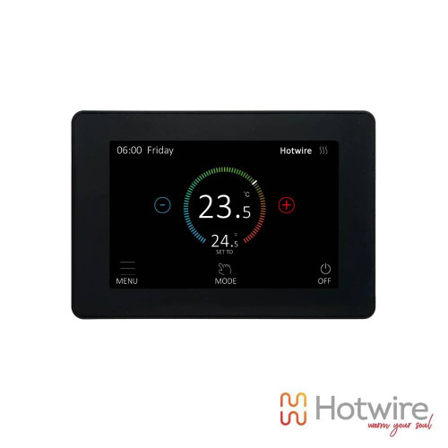 Hotwire HWTS1 Dual WiFi Black Touch Screen Control Panel for Underfloor Heating and Heated Towel Rails Australia
