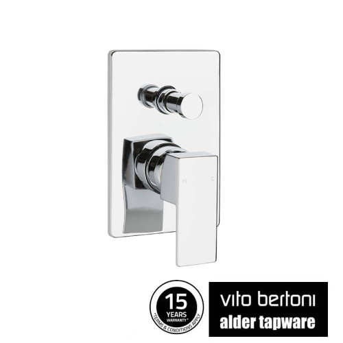 Modern Chrome Square Shower Bath Diverter Valve - Vito Bertoni QAAD Collection Australia