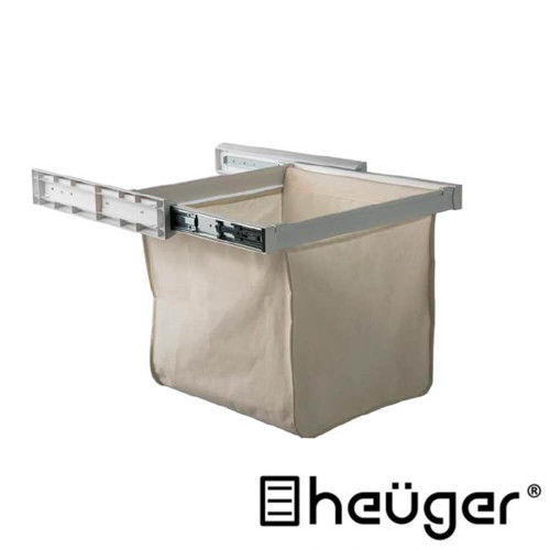 Heuger Pull Out Concealed Laundry Hamper with Single Removable Washable Cotton Bag for 600mm Kitchen or Laundry Cabinets Australia