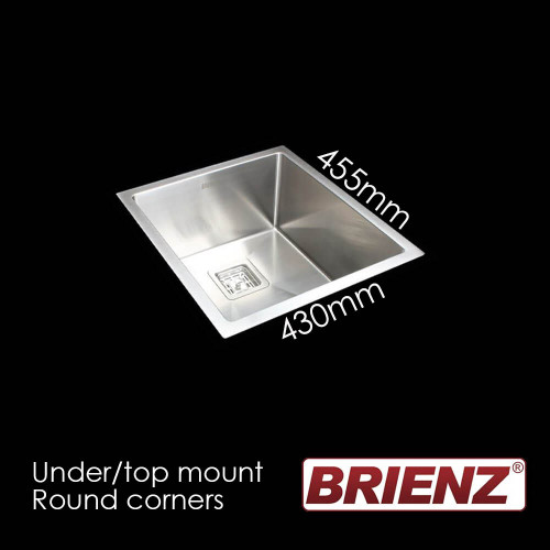 Brienz Stainless Steel Kitchen Sink Single Bowl Round Corners Under/Top Mount Australia