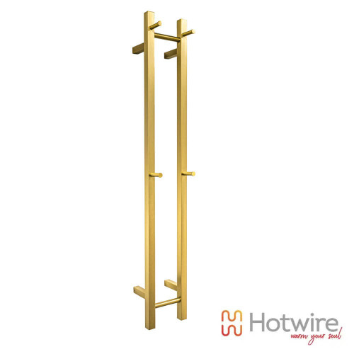 Hotwire Gold Double Vertical Square Bar Heated Towel Rail 1200mm High Wall Mounted Electric Towel Heater Australia