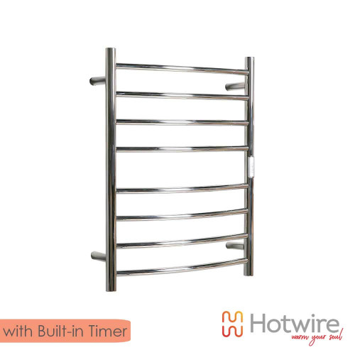 Modern Hotwire 8-Bar Chrome Round Curved Heated Towel Rail for Australian Bathrooms