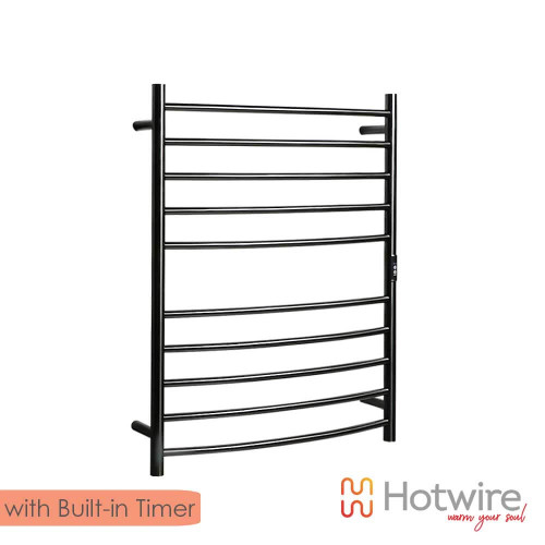 Modern Gunmetal 10 Bar Curved Heated Towel Rail for Luxury Bathroom Renovations in Australia