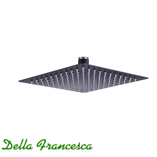 Della Francesca 200mm Matte Black Square Stainless Steel Rain Shower Head - Modern Bathroom Fixture Australia