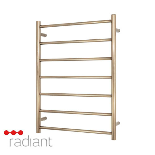 Radiant RTR01 Round Bar Heated Towel Rail 600 x 800mm in Champagne finish for Australian bathrooms.