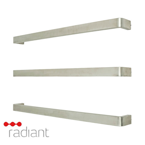Radiant Vail 650mm Brushed Satin Dual Purpose Heated Single Square Towel Rail for Australian bathrooms.