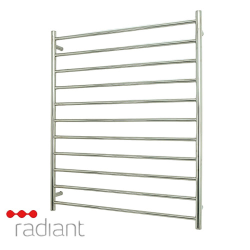 Radiant RTR05 Mirror Polished Round Heated Towel Rail 900x1100mm with 11 Bars for Modern Australian Bathrooms