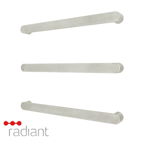 Radiant Aspen 650mm Single Flat Bar Heated Towel Rail in Brushed Satin Finish for Modern Australian Bathrooms.