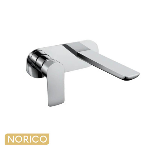 Norico Persano Chrome Wall Mounted Basin Mixer with Spout, Modern Bathroom Tapware Australia