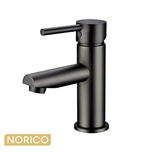 Norico Pentro Gun Metal Grey Round Basin Mixer for Modern Bathrooms in Australia