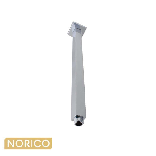 Norico Cavallo Brushed Nickel Square Ceiling Shower Arm 400mm for modern Australian bathroom renovations.