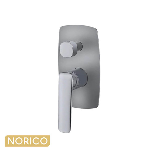 Norico Bellino Brushed Nickel Wall Mounted Shower and Bath Mixer with Diverter for Modern Australian Bathrooms
