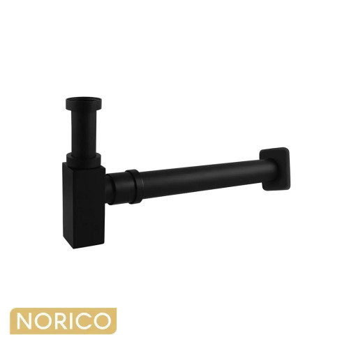 Norico Square Matte Black Basin Bottle Trap 32mm Solid Brass Bathroom Plumbing Australia
