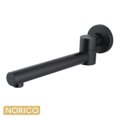 Norico Pentro Matte Black Slim Swivel Wall Mounted Bath Spout - Australia Modern Bathroom Tapware