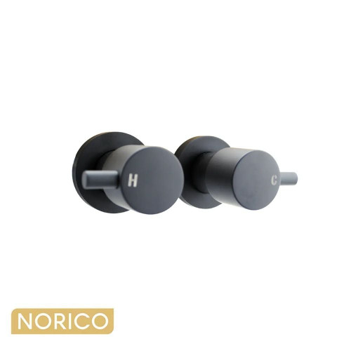 Norico Pentro Matte Black Round Shower or Bath Mixer Tap, Modern Solid Brass Bathroom Tapware Australia