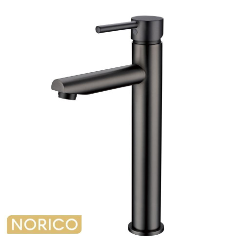 Norico Pentro Gunmetal Grey Round Basin Mixer Tap for Modern Australian Bathrooms