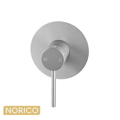 Norico Pentro Brushed Nickel Round Shower Mixer Wall Mounted Tap Australia