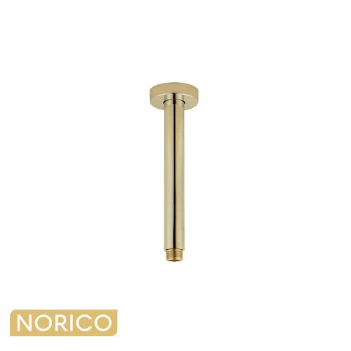 Pentro Brushed Yellow Gold Round Ceiling Mounted Shower Arm 200mm, Modern Solid Brass Bathroom Tapware Australia
