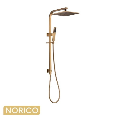 Norico Esperia Brushed Yellow Gold Square Shower Station with Handheld Spray, Premium Solid Brass Bathroom Tapware Australia