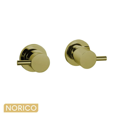 Norico Pentro Brushed Yellow Gold Round Shower Taps Set, Modern Solid Brass Bathroom Tapware Australia