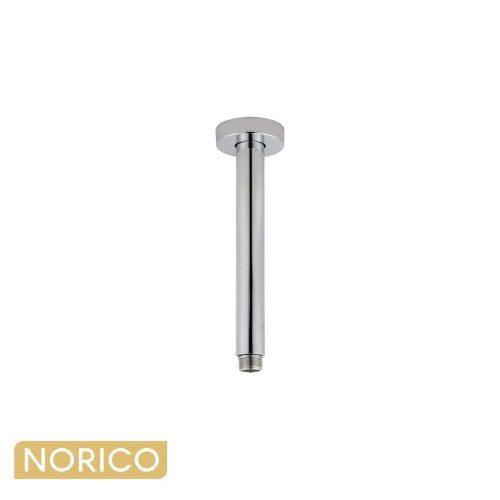 Norico Pentro Brushed Nickel Round Ceiling Mounted Shower Arm 200mm for Modern Australian Bathrooms