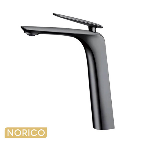 Norico Bellino Brushed Nickel Tall Basin Mixer - Modern Solid Brass Bathroom Tapware Australia