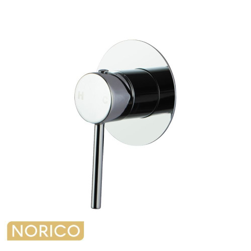Norico Pentro Chrome Round Shower Mixer with 65mm Thin Plate Wall Mounted Bathroom Tapware Australia