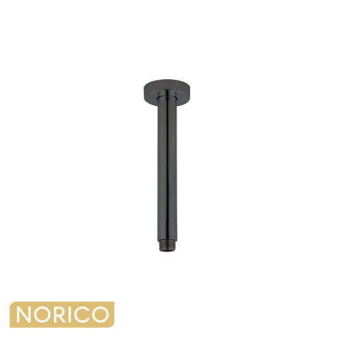 Norico Pentro Gun Metal Grey Round Ceiling Mounted Shower Arm 200mm for Modern Australian Bathrooms