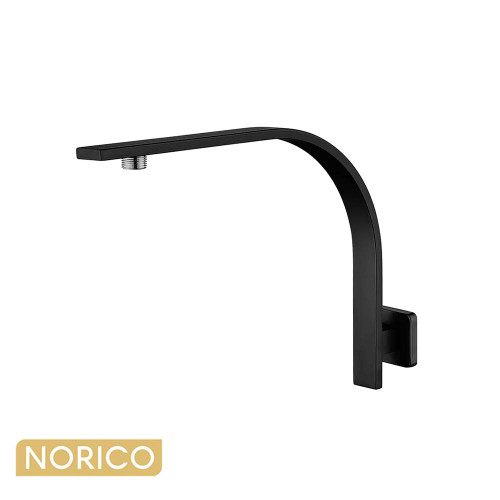 Norico Cavallo Matte Black Gooseneck Wall Mounted Shower Arm for modern Australian bathroom renovations.