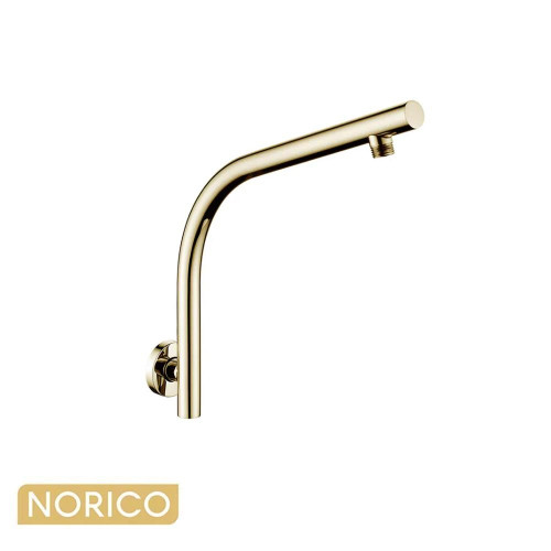Norico Pentro Brushed Yellow Gold Gooseneck Wall Mounted Shower Arm for Modern Australian Bathrooms