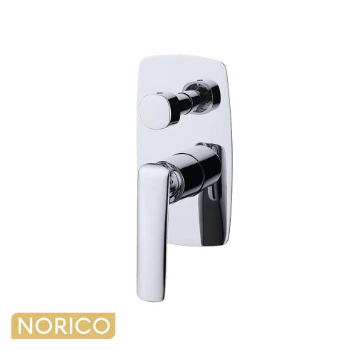 Norico Bellino Polished Chrome Wall Mounted Shower and Bath Mixer Tap with Diverter for Modern Australian Bathrooms