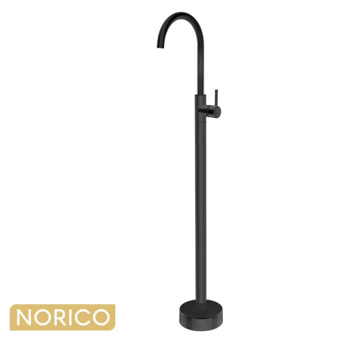 Pentro Round Matte Black Solid Brass Floor Standing Bath Mixer Tap for Modern Australian Bathrooms