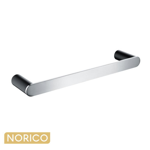 Esperia matte black and chrome single towel rail 800mm wall mounted 304 stainless steel bathroom accessory available at Renovator Store Australia.