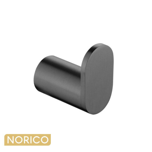 Norico Pentro Gunmetal Round Robe and Towel Hook for Contemporary Bathroom Design in Australia