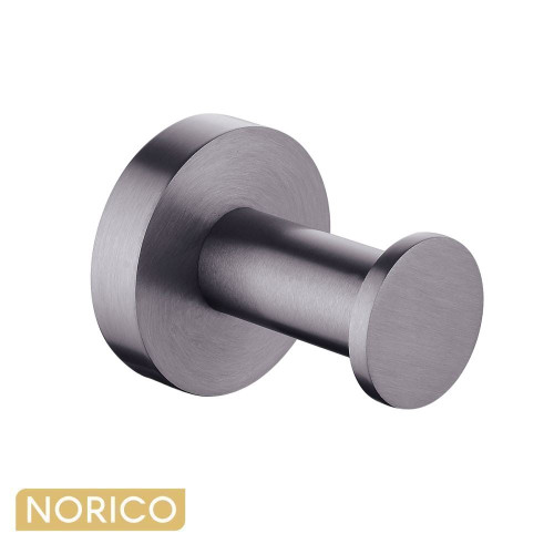 Norico Pentro Gunmetal Grey Round Stainless Steel Robe and Towel Hook for Australian Bathrooms