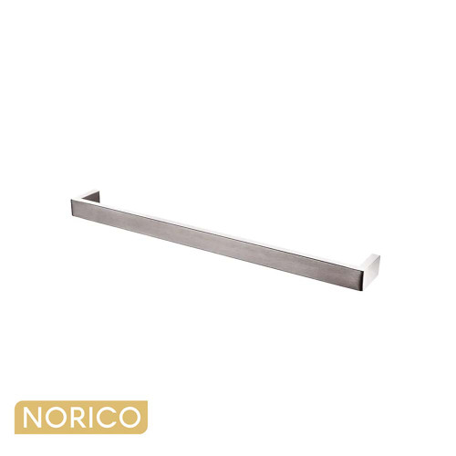 Norico Cavallo 600mm brushed nickel square single towel rail for modern Australian bathrooms
