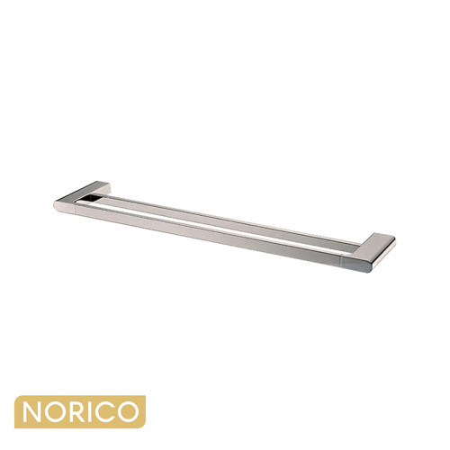 Norico Bellino Brushed Nickel 600mm Double Towel Rail - Modern Zinc Alloy Wall Mounted Bathroom Accessory Australia