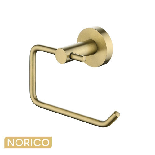 Norico Pentro Brushed Yellow Gold Toilet Roll Holder, Wall Mounted 304 Stainless Steel Bathroom Accessory, Australian Design
