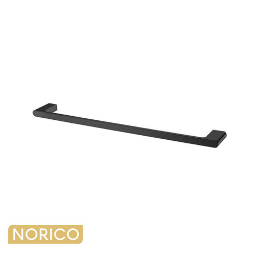 Modern Bellino 600mm Single Towel Rail in Matte Black finish by Norico, ideal for luxury bathroom renovations in Australia.