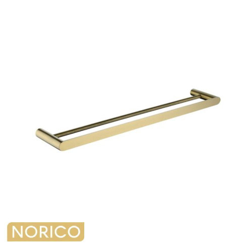 Norico Esperia 600mm Brushed Yellow Gold Double Towel Rail for Modern Australian Bathrooms