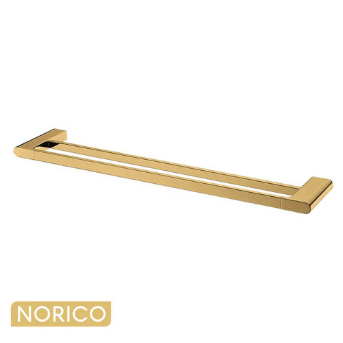 Norico Bellino Brushed Yellow Gold 800mm Double Towel Rail for Modern Australian Bathrooms